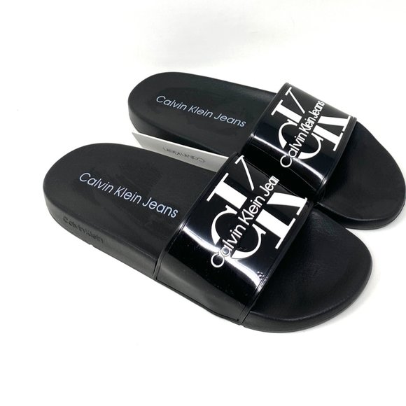 💖MEGA SALE💖Calvin Klein Men's Slide Sandal Premium Comfort Monogram Pool Black - Picture 4 of 7